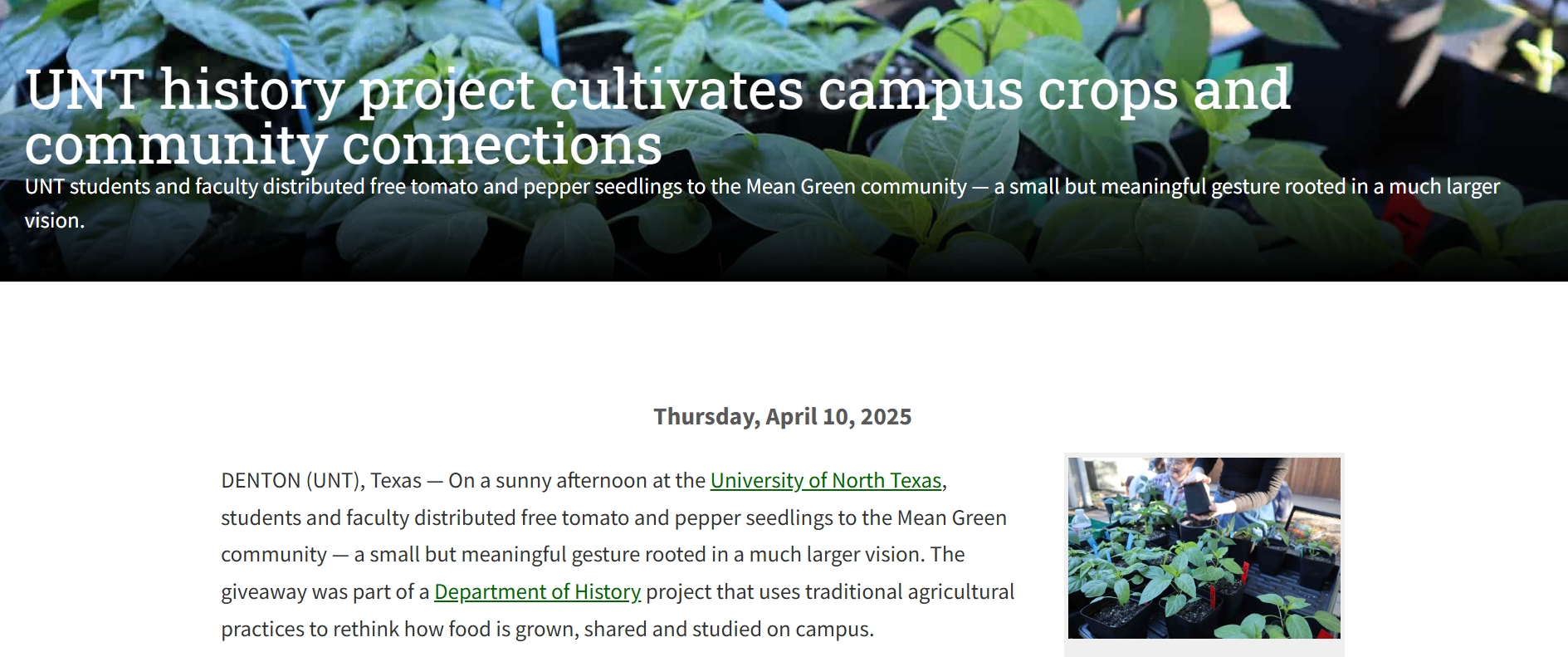 UNT News Article